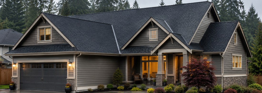 Clean roofline and gutter system on a home