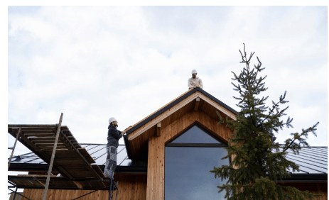 Roof installation work on a Pacific Northwest home
